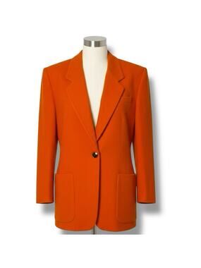 Liz Claiborne Wool Cashmere Rust Longline Blazer Size 14 L Vintage 90’s